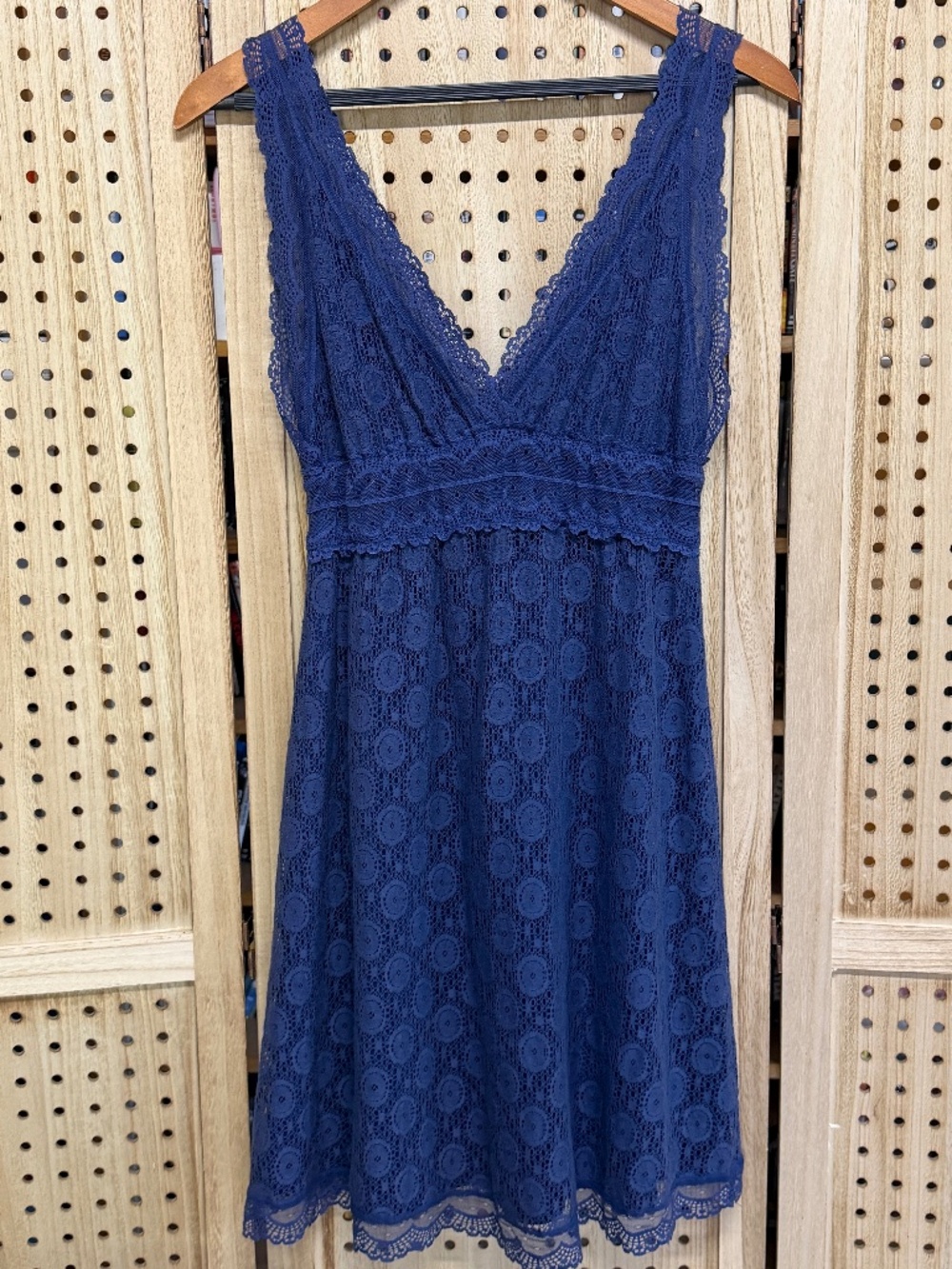 Pinky Navy Blue Lace Mini Dress Size Small Boho Romantic Fit & Flare